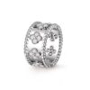 18K WHITE GOLD CLOVERS DIAMOND THICK RING