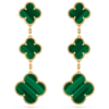 18K YELLOW GOLD 3 MOTIF MALACHITE EARRING