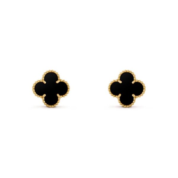 18K YELLOW GOLD 15MM ONYX EARRING