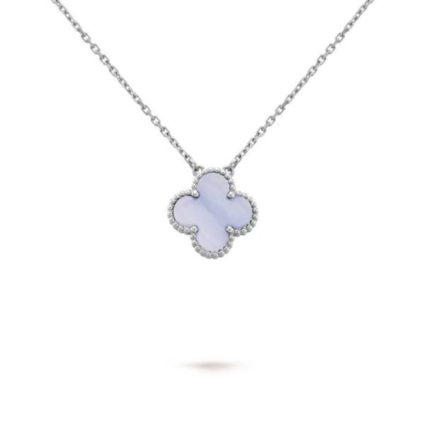 18K WHITE GOLD 15MM CHALCEDONY NECKLACE