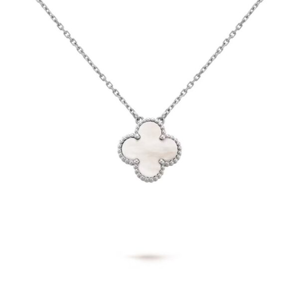 18K WHITE GOLD 15MM MOTHER OF PEARL NECKLACE