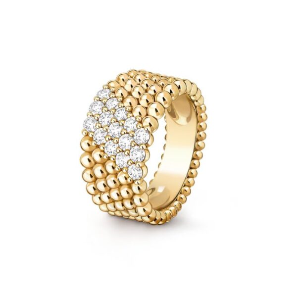 18K YELLOW GOLD 5 ROWS DIAMOND RING