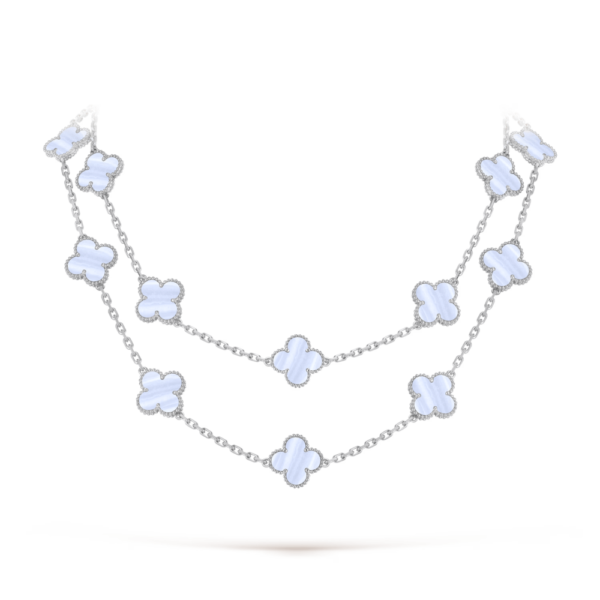 18K WHITE GOLD 20 MOTIF CHALCEDONY NECKLACE
