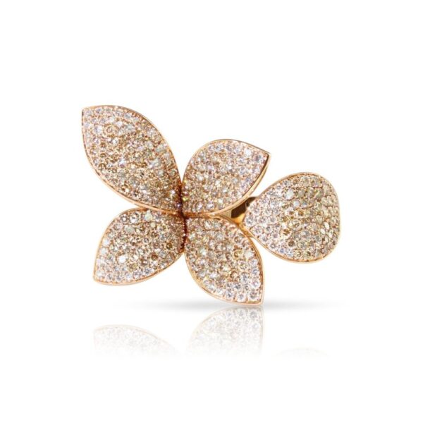 18K ROSE GOLD DIAMOND 5 LEAVES SMALL FLOWER RING
