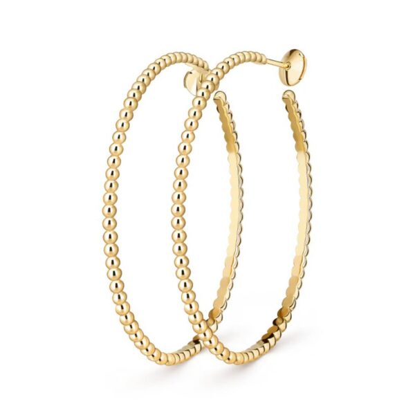 18K YELLOW GOLD PEARLS OF GOLD LARGE HOOP EARRING