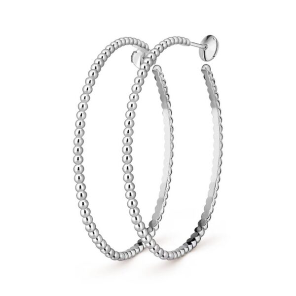 18K WHITE GOLD PEARLS OF GOLD LARGE HOOP EARRING