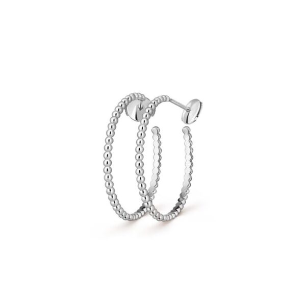 18K WHITE GOLD PEARLS OF GOLD SMALL HOOP EARRING