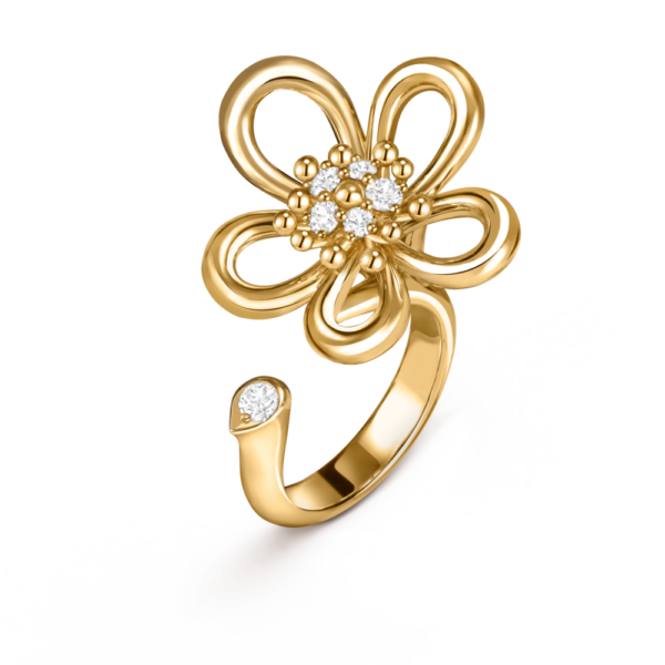 18K YELLOW GOLD DIAMOND BETWEEN FINGER RING