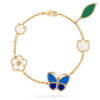 18K YELLOW GOLD 5 MOTIF AGATE, MOTHER OF PEARL AND LAPIS LAZULI BRACELET