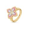 18K YELLOW GOLD PINK RHODONITE AND DIAMOND MEDIUM RING