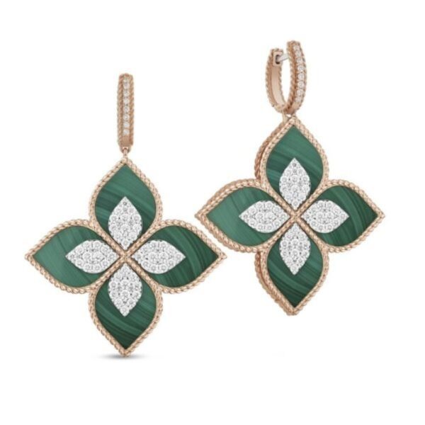 18K ROSE GOLD MALACHITE AND DIAMOND EARRING