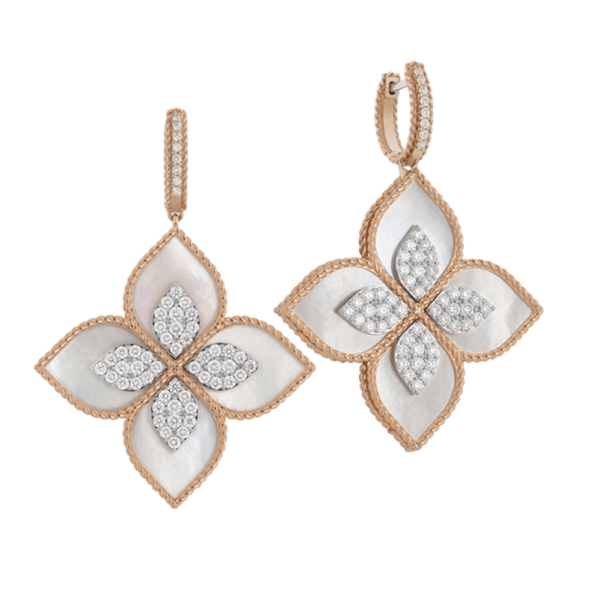 18K ROSE GOLD MOTHER OF PEARL AND DIAMOND EARRING