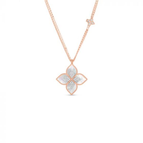 18K ROSE GOLD MOTHER OF PEARL AND DIAMOND NECKLACE
