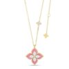 18K YELLOW GOLD PINK RHODONITE AND DIAMOND NECKLACE
