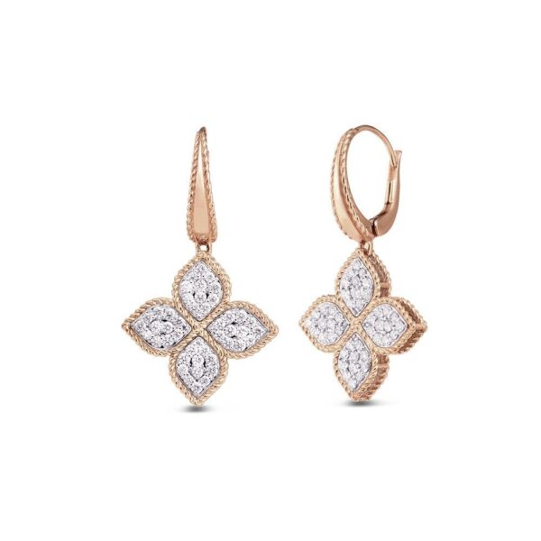 18K ROSE GOLD DIAMOND MEDIUM HOOP EARRING