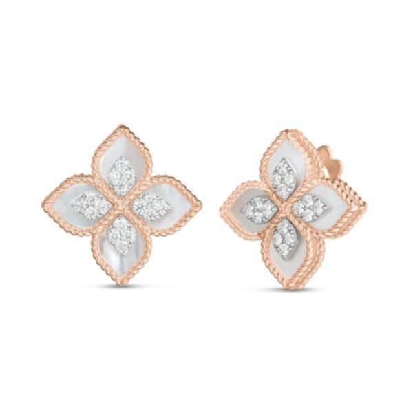 18K ROSE GOLD MOTHER OF PEARL AND DIAMOND EARRING
