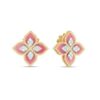 18K YELLOW GOLD PINK RHODONITE AND DIAMOND EARRING