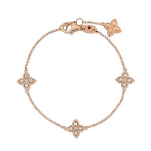 18K ROSE GOLD DIAMOND 3 FLOWER BRACELET
