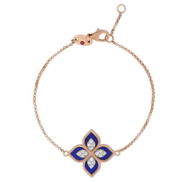 18K ROSE GOLD LAPIS LAZULI AND DIAMOND BRACELET