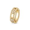 18K YELLOW GOLD CLOVERS DIAMOND THIN RING