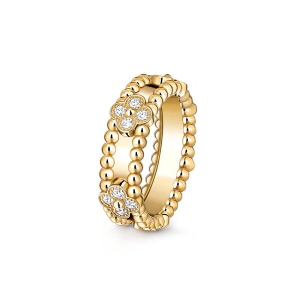 18K YELLOW GOLD CLOVERS DIAMOND THIN RING