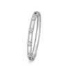 18K WHITE GOLD CLOVER THIN DIAMOND BANGLE