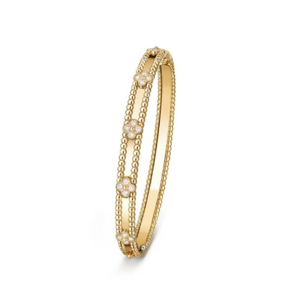 18K YELLOW GOLD CLOVER THIN DIAMOND BRACELET