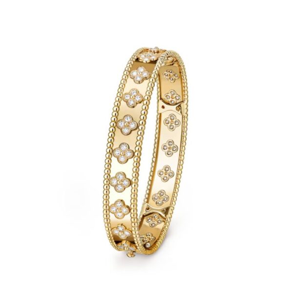 18K YELLOW GOLD CLOVER THICK DIAMOND BRACELET