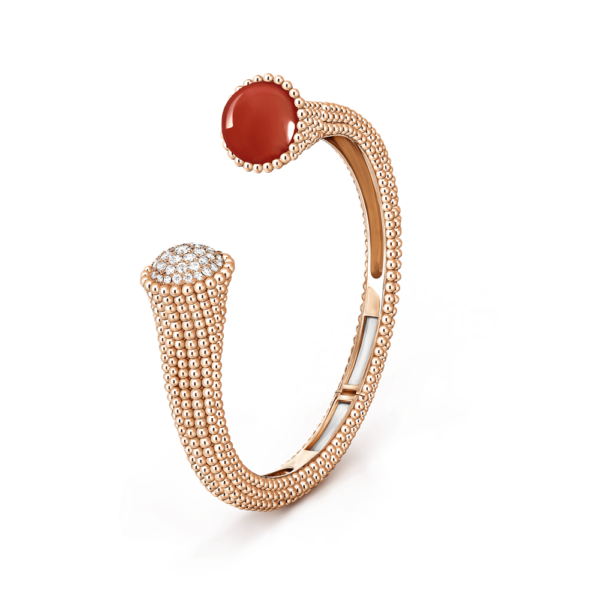18K ROSE GOLD COULEURS CARNELIAN AND DIAMOND BRACELET