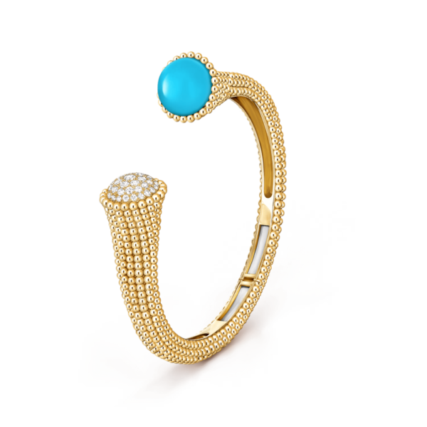 18K YELLOW GOLD COULEURS TURQUOISE AND DIAMOND BRACELET