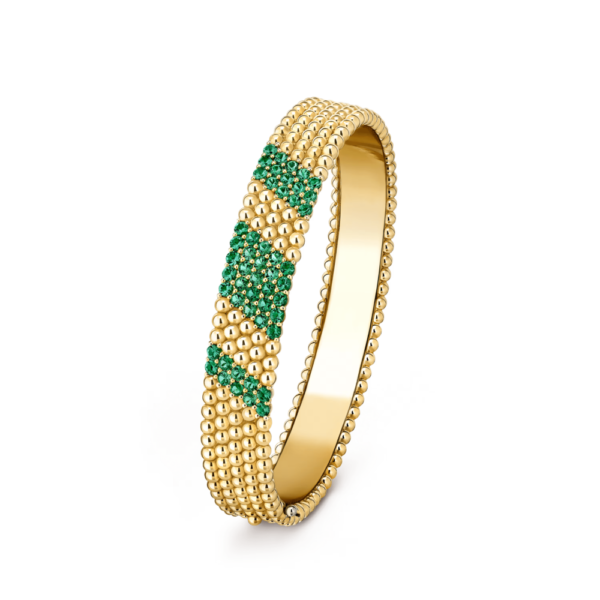 18K YELLOW GOLD 5 ROWS EMERALD BRACELET