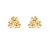 18K YELLOW GOLD 3 FLOWER DIAMOND MINI EARRING