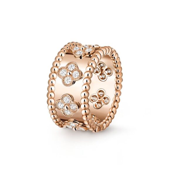 18K ROSE GOLD CLOVERS DIAMOND THICK RING