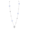18K WHITE GOLD 15 MOTIF MOTHER OF PEARLAND CHALCEDONY TRANSFORMABLE NECKLACE