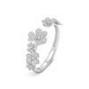 18K WHITE GOLD 7 FLOWER PAVE DIAMOND BRACELET
