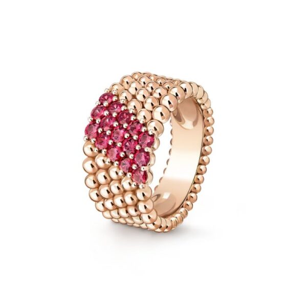 18K ROSE GOLD 5 ROWS RUBY RING