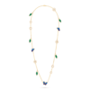 18K YELLOW GOLD 15 MOTIF AGATE, MOTHER OF PEARL AND LAPIS LAZULI NECKLACE
