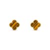 18K YELLOW GOLD 15MM TIGER'S EYE EARRING