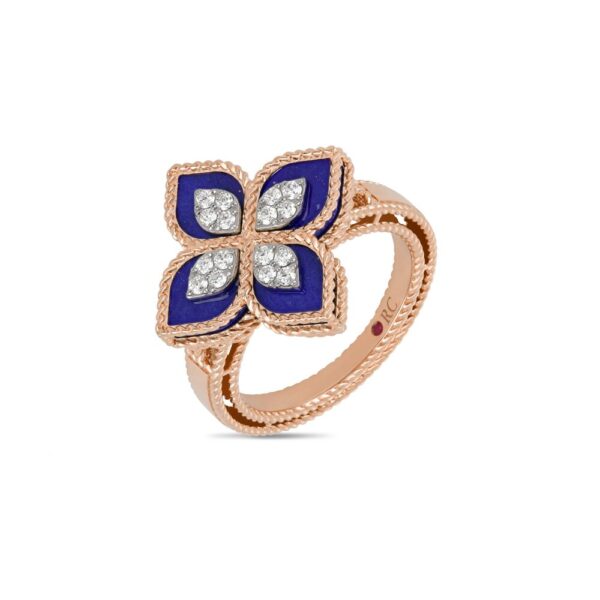 18K ROSE GOLD LAPIS LAZULI AND DIAMOND MEDIUM RING