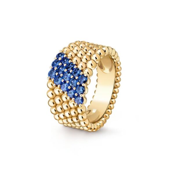 18K YELLOW GOLD 5 ROWS SAPPHIRE RING