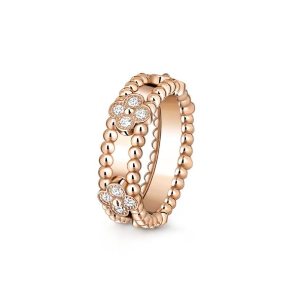 18K ROSE GOLD CLOVERS DIAMOND THIN RING