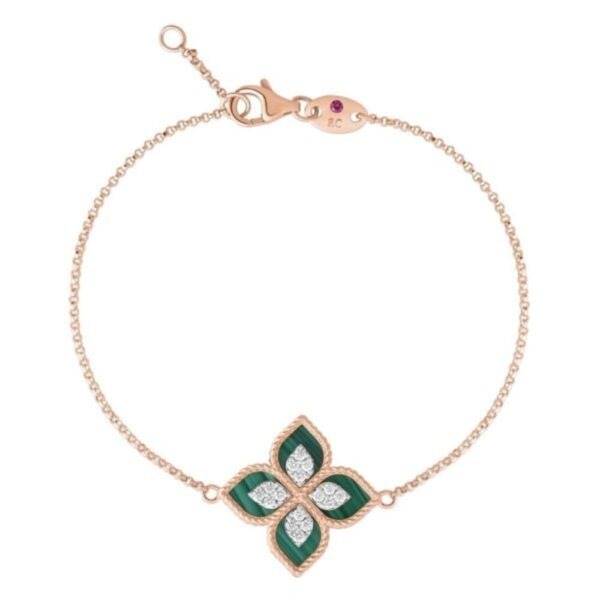 18K ROSE GOLD MALACHITE AND DIAMOND BRACELET