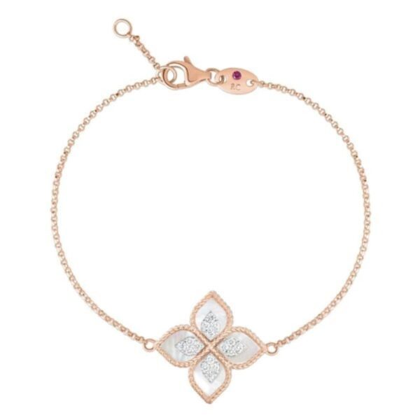 18K ROSE GOLD MOTHER OF PEARL AND DIAMOND BRACELET