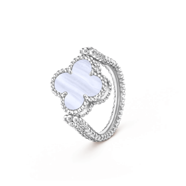 18K WHITE GOLD CHALCEDONY AND DIAMOND REVERSIBLE RING