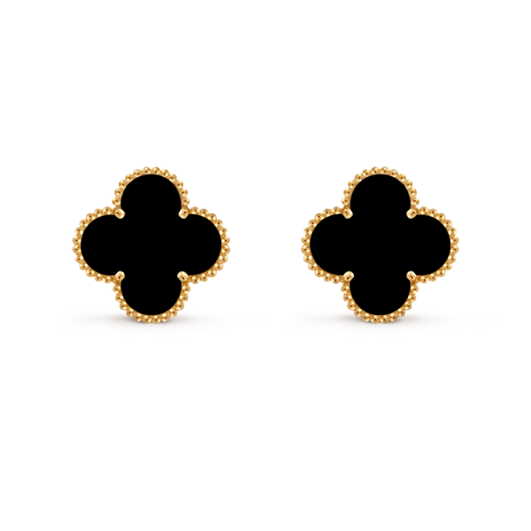 18K YELLOW GOLD 20MM ONYX EARRING