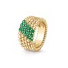 18K YELLOW GOLD 5 ROWS EMERALD RING