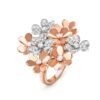 18K ROSE AND WHITE GOLD 8 FLOWER DIAMOND RING