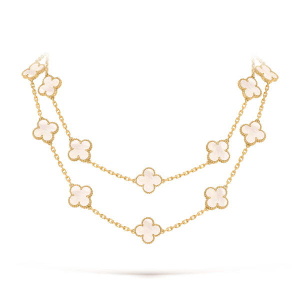 18K YELLOW GOLD 20 MOTIF MOTHER OF PEARL NECKLACE