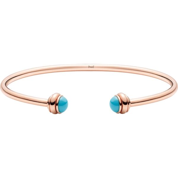 6be6e97e0c1d544815880370bdb26446310c8bf5 18K ROSE GOLD TURQUOISE THIN BANGLE
