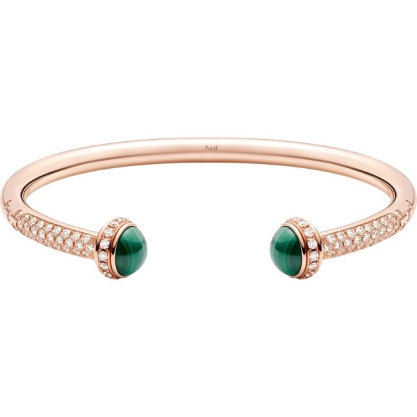 9f6207124cebaf63677bd195925b6ca879869309 18K ROSE GOLD MALACHITE AND PAVE DIAMOND BANGLE